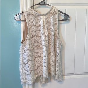 White lace high neck blouse